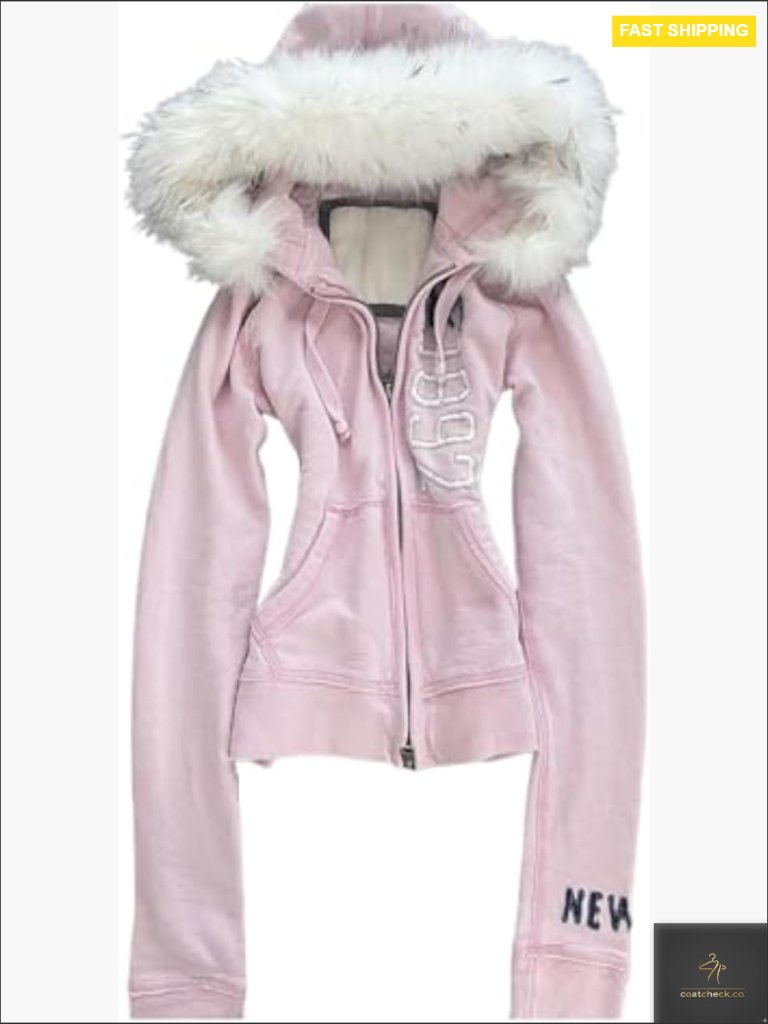 Y2k Fur Zip Up Hoodie Oversized Grunge Streetwear Vintage Preppy Fall Winter
